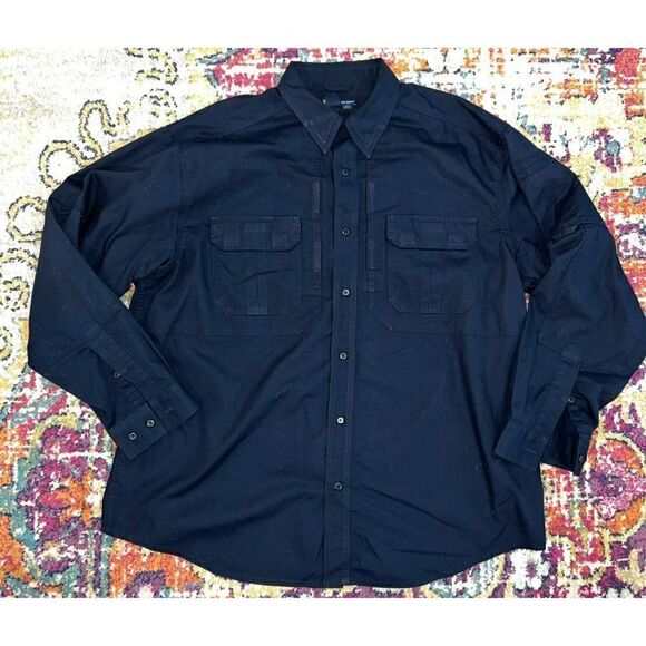 Men's Black 5.11 Tactical Long Sleeve Button Down (XL) - Picture 2 of 3